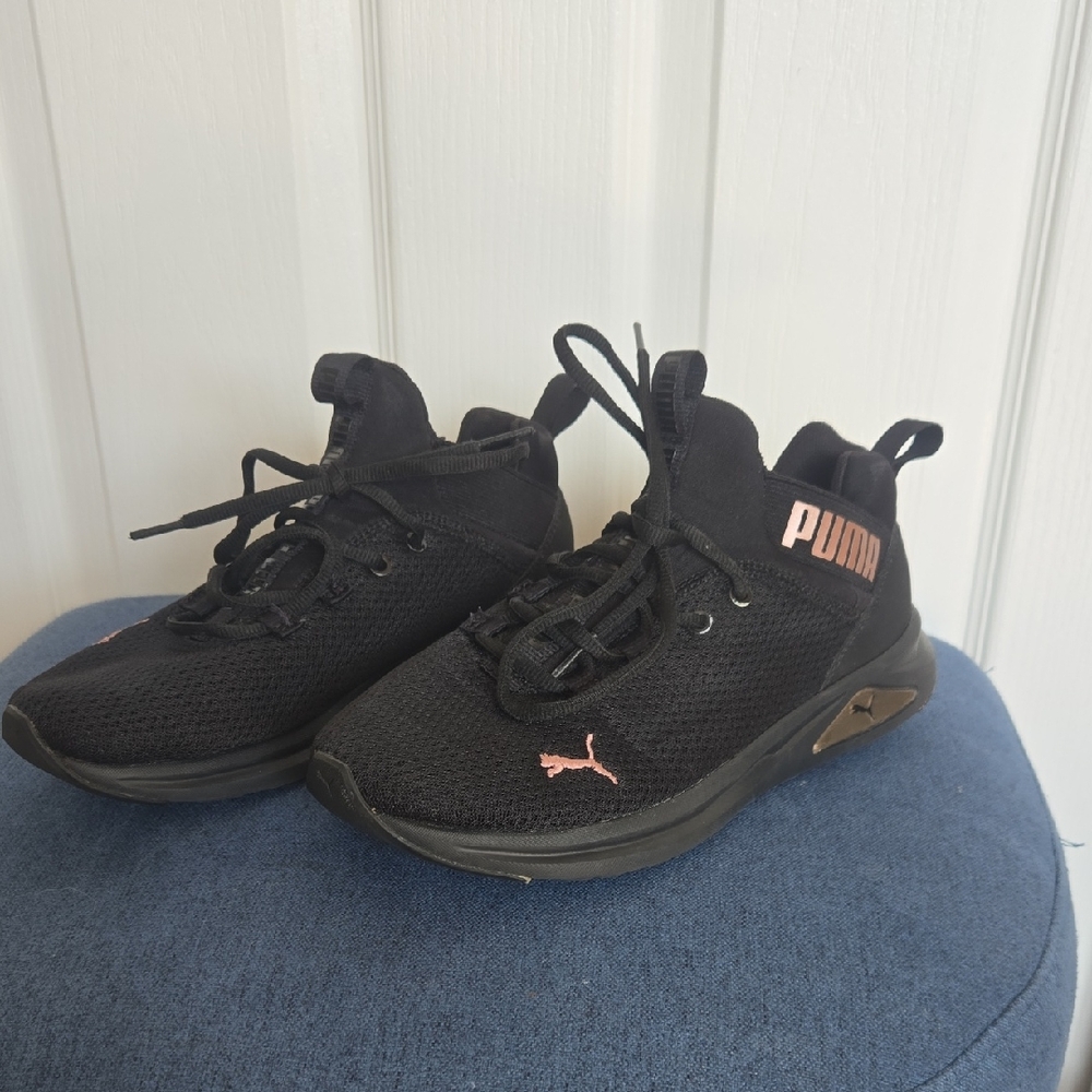Puma Kids Black and Pink Sneakers